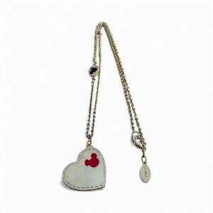 Disney Gold‎ Tone Heart Red Black Hidden Mickey Necklace